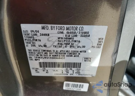 2005 Ford Escape Xlt from USA, damaged, VIN 1FMYU93155KB68451